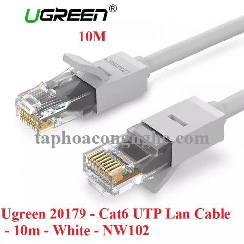 Ugreen 20179 10M màu Trắng Cáp Mạng Lan Cat6 UTP NW102 30020179